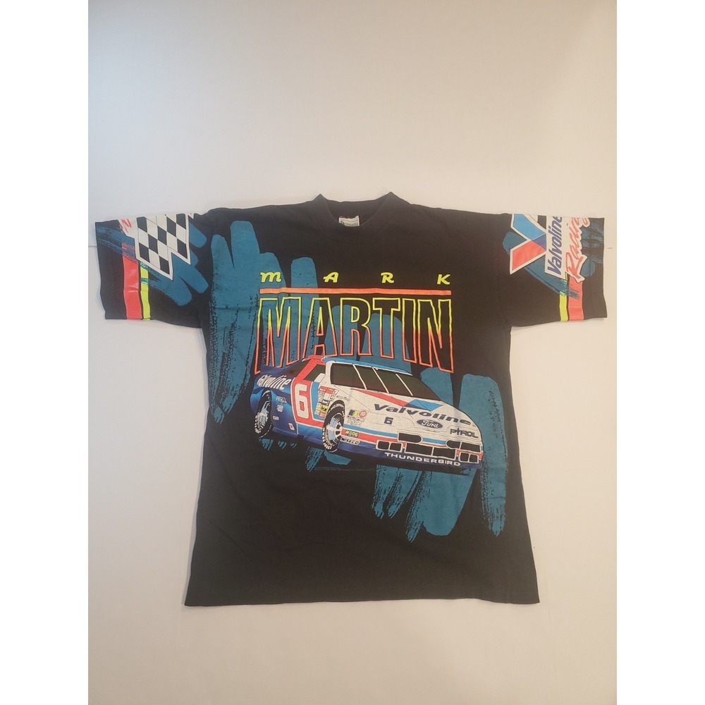 Vtg 1993 NASCAR Mark Martin Pure Power Valvoline All Over Print T-Shirt Size L